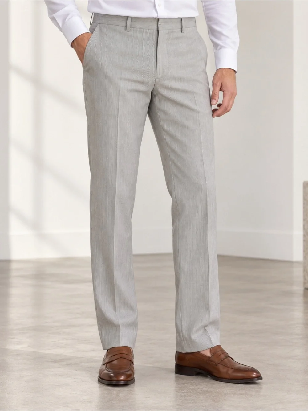 Banana Republic Monogram Wool Pinstripe Suit Pants Gray 32x34